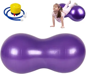 Peanut Ball 35x18 Inch Anti Burst Peanut Exercise Ball with a Air Pump Thicken PVC for Kids Therapy Pregnancy Portable Yoga for Home Gym Fintness Style1