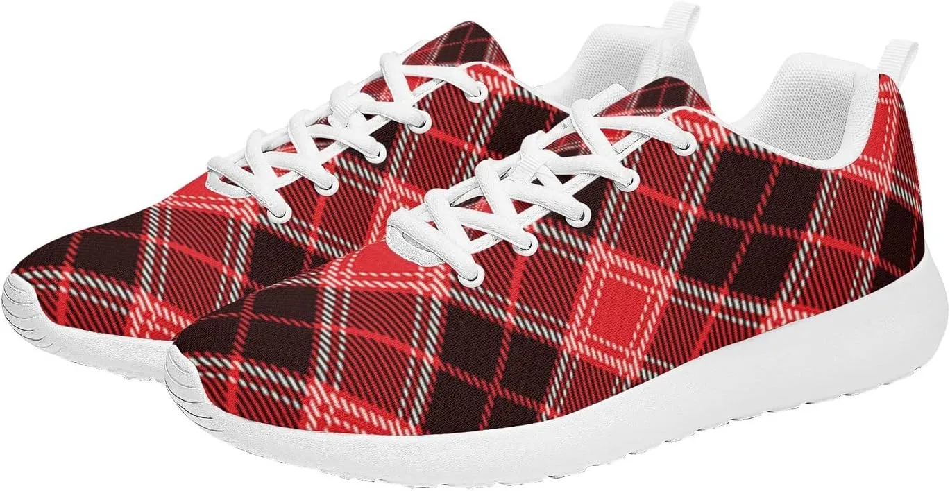 Pitovozu Yellow Squares Orange Black Plaid Sneaker Women Athletic Shoes Running Shoes Sports Sneaker Walking Shoes Gifts for Travel