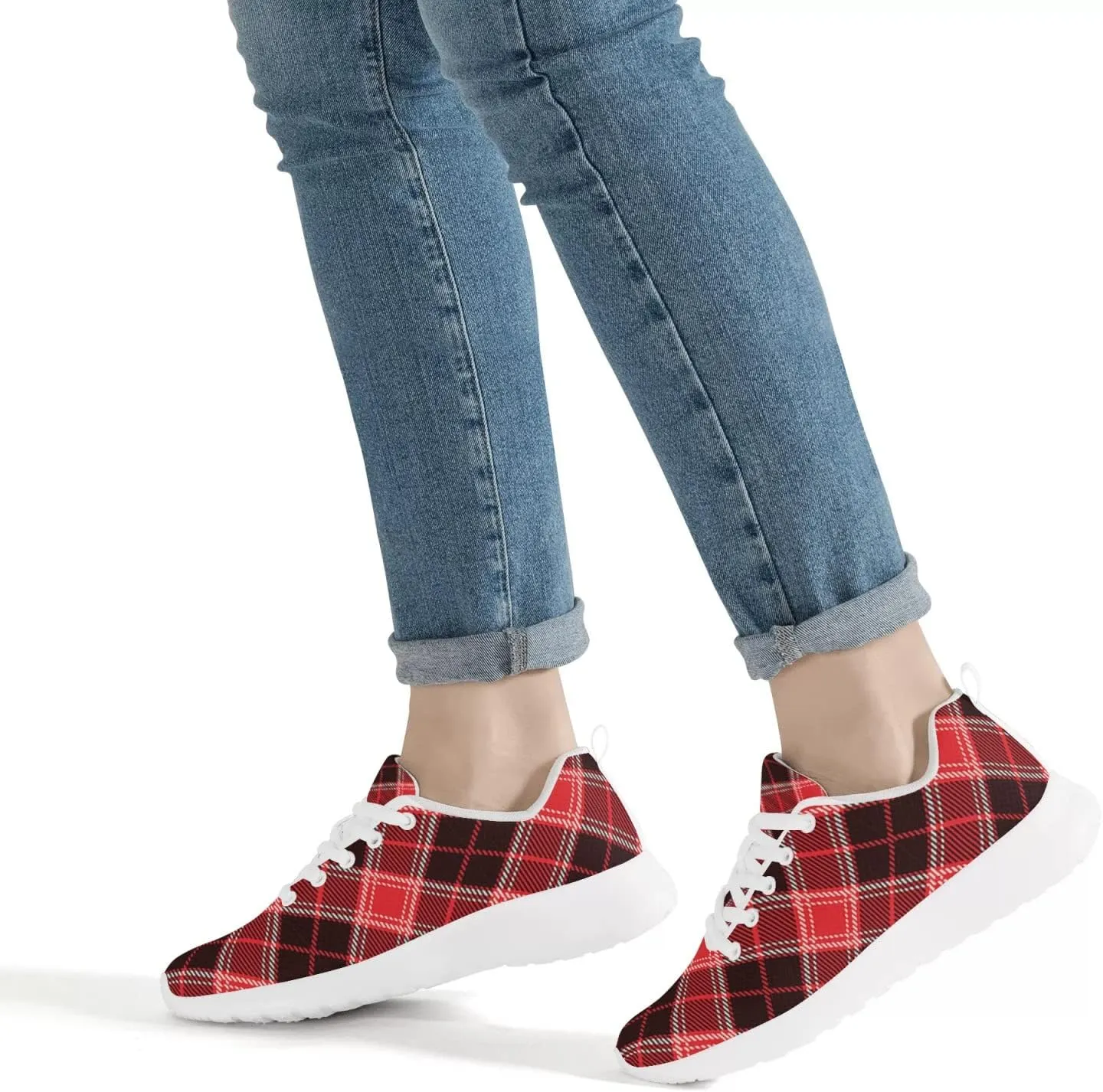 Pitovozu Yellow Squares Orange Black Plaid Sneaker Women Athletic Shoes Running Shoes Sports Sneaker Walking Shoes Gifts for Travel