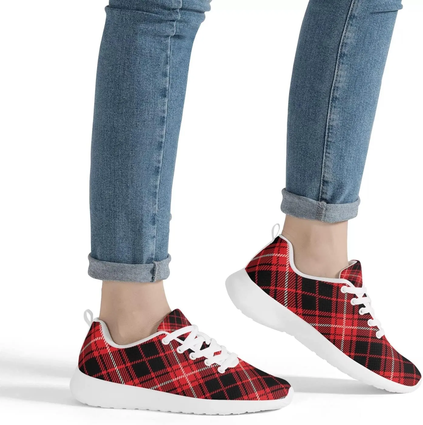 Pitovozu Yellow Squares Orange Black Plaid Sneaker Women Athletic Shoes Running Shoes Sports Sneaker Walking Shoes Gifts for Travel