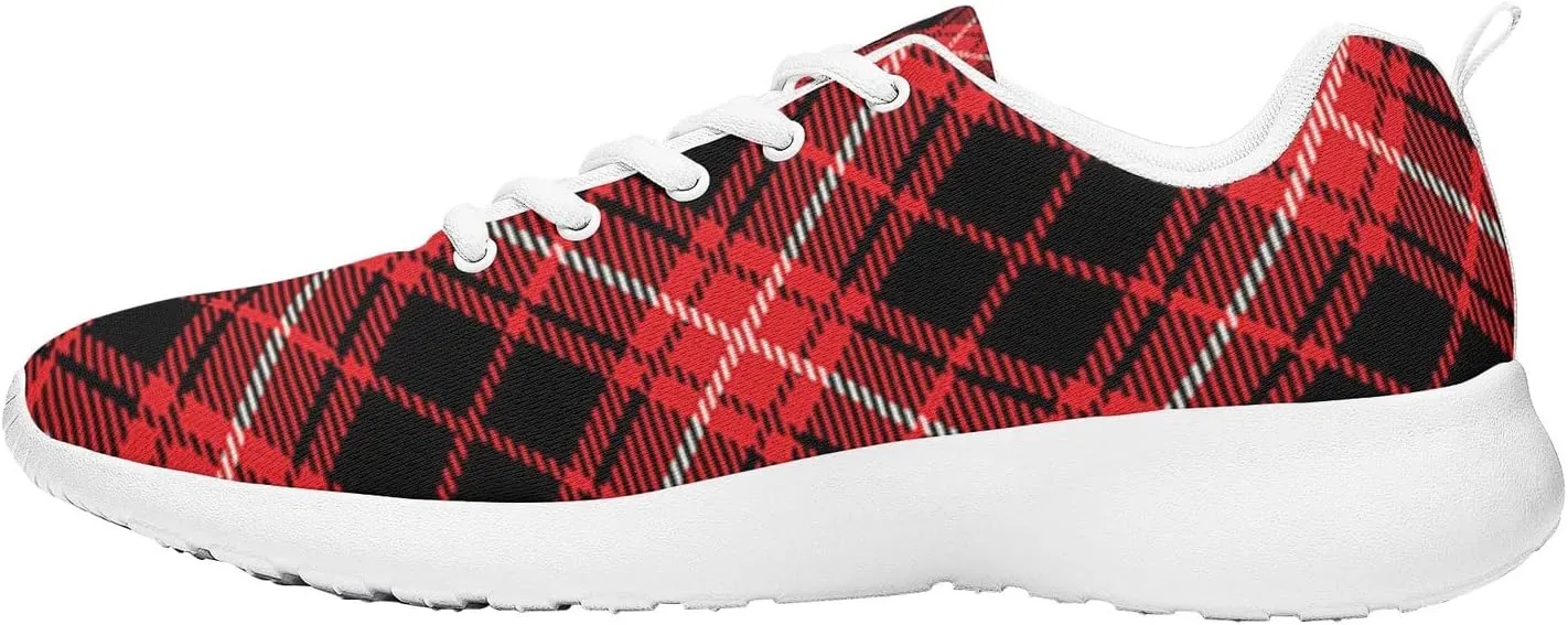 Pitovozu Yellow Squares Orange Black Plaid Sneaker Women Athletic Shoes Running Shoes Sports Sneaker Walking Shoes Gifts for Travel