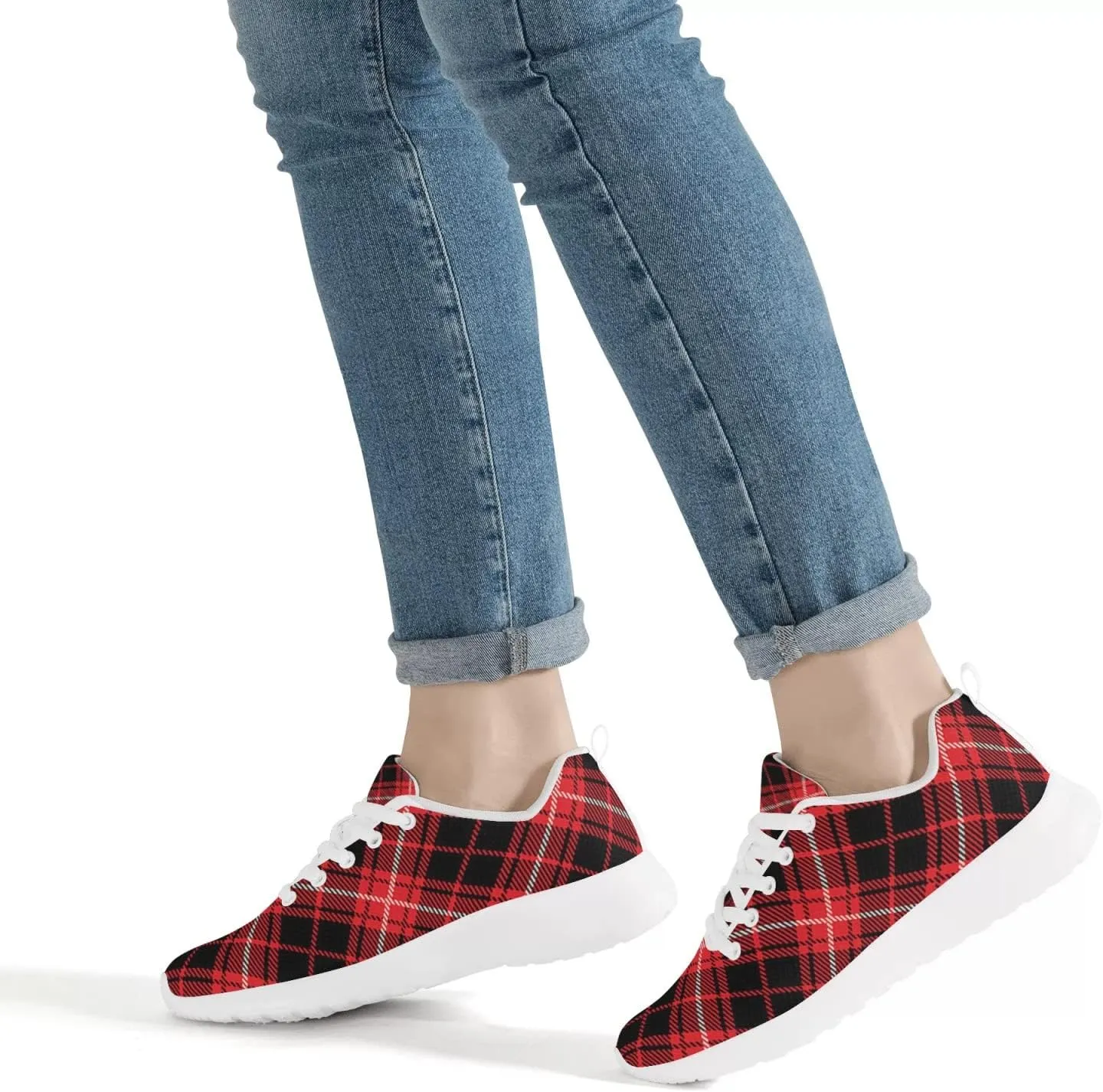 Pitovozu Yellow Squares Orange Black Plaid Sneaker Women Athletic Shoes Running Shoes Sports Sneaker Walking Shoes Gifts for Travel