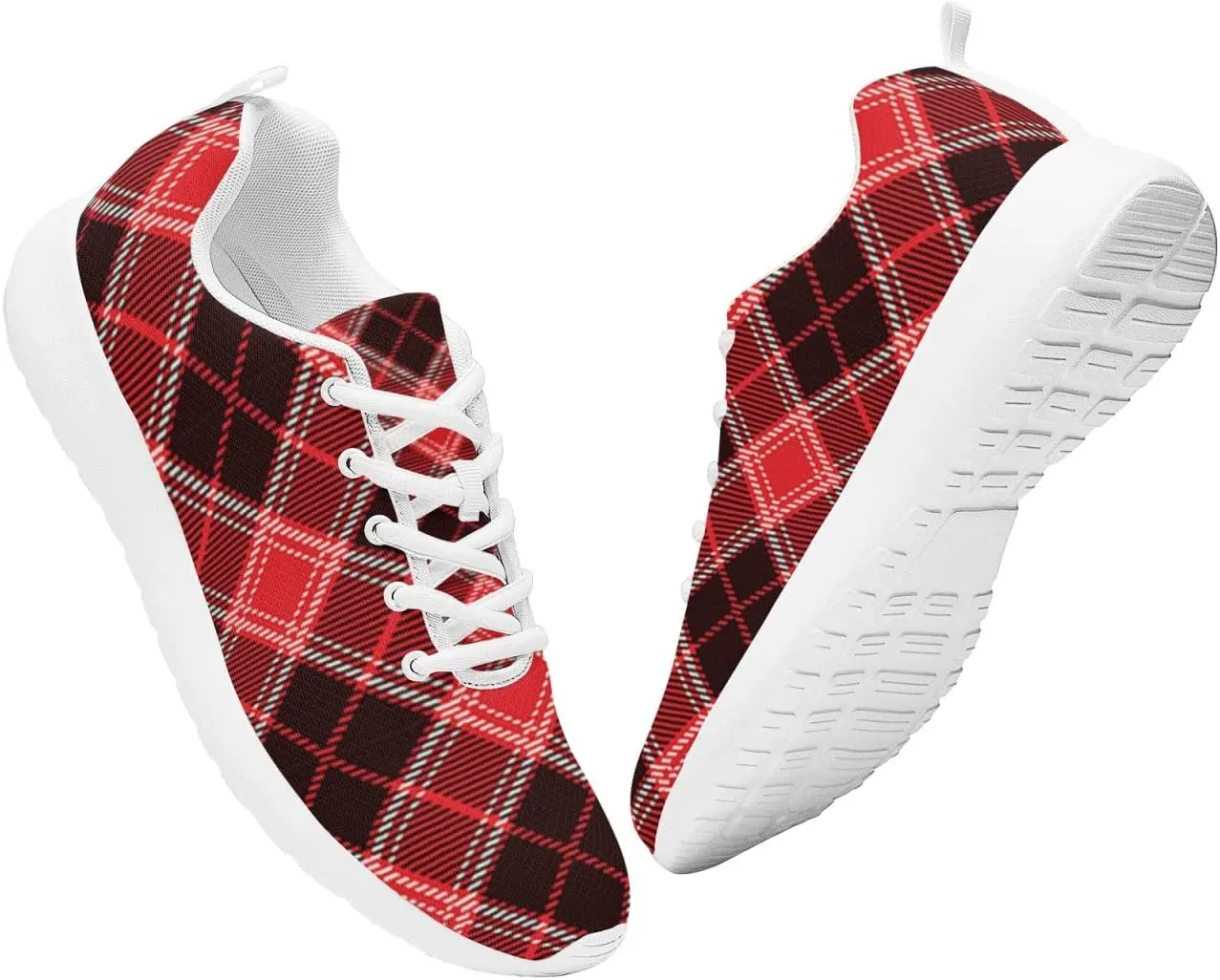 Pitovozu Yellow Squares Orange Black Plaid Sneaker Women Athletic Shoes Running Shoes Sports Sneaker Walking Shoes Gifts for Travel