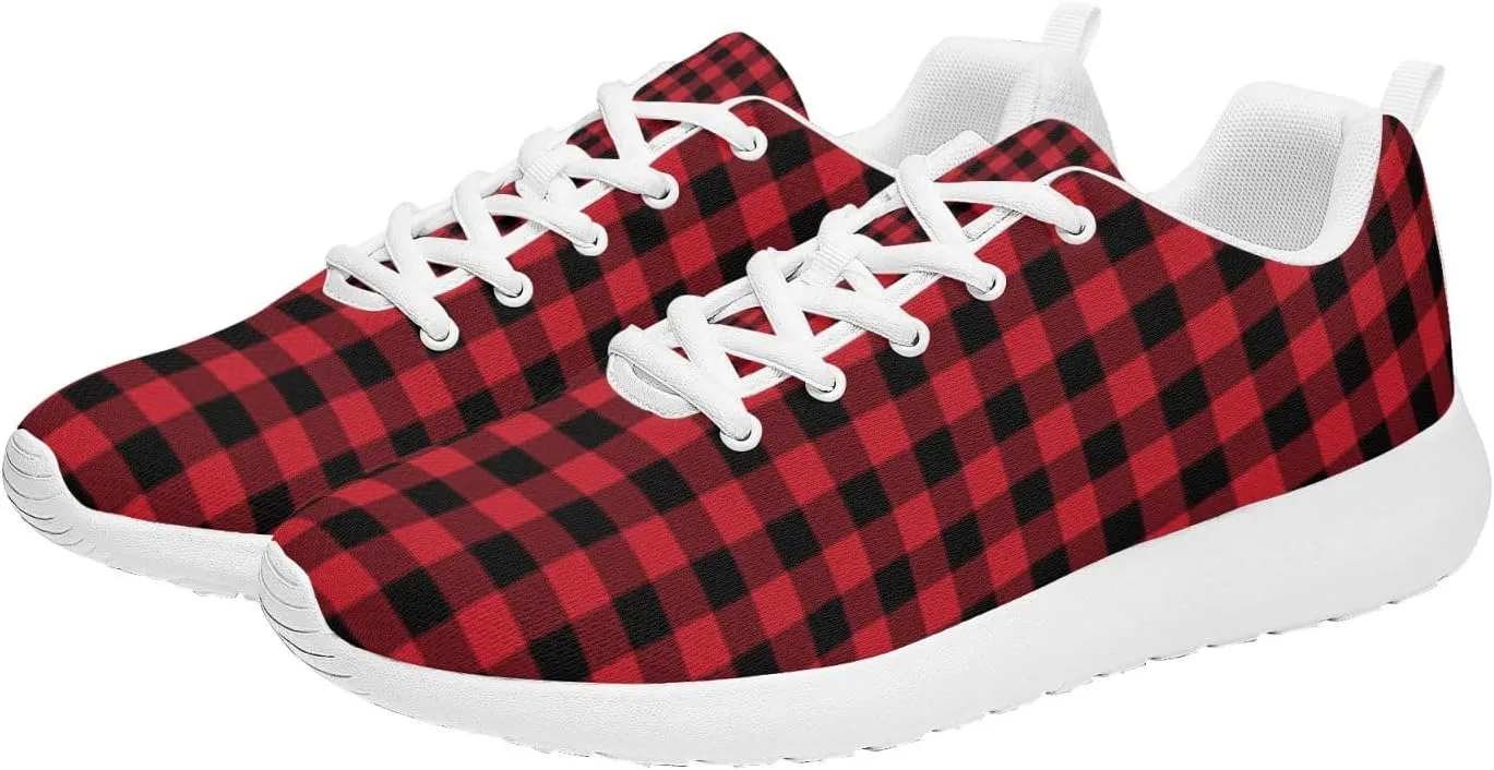 Pitovozu Yellow Squares Orange Black Plaid Sneaker Women Athletic Shoes Running Shoes Sports Sneaker Walking Shoes Gifts for Travel