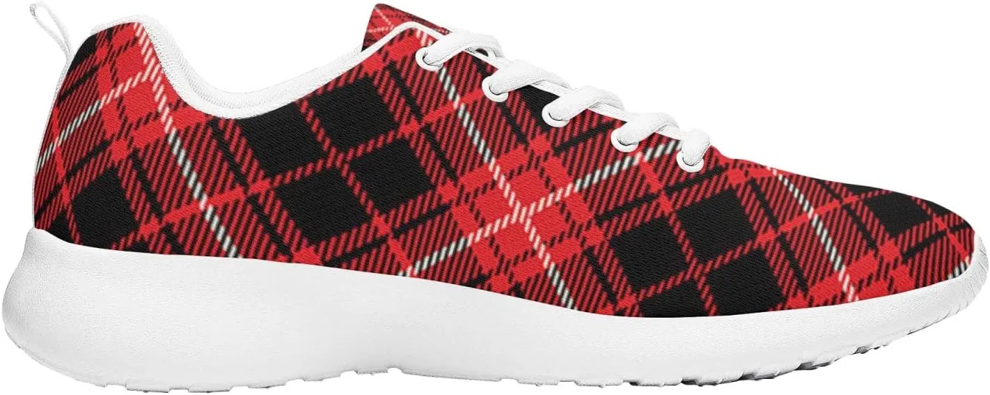 Pitovozu Yellow Squares Orange Black Plaid Sneaker Women Athletic Shoes Running Shoes Sports Sneaker Walking Shoes Gifts for Travel