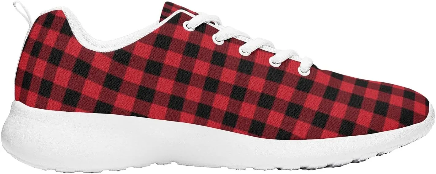 Pitovozu Yellow Squares Orange Black Plaid Sneaker Women Athletic Shoes Running Shoes Sports Sneaker Walking Shoes Gifts for Travel