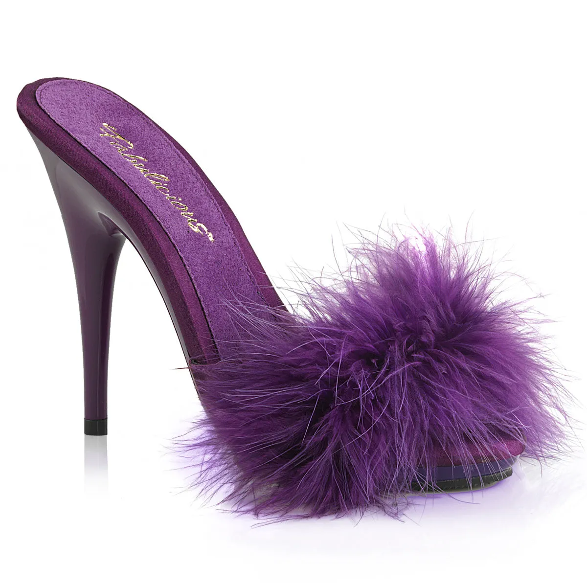 POISE-501F - Purple Satin-Marabou Fur/Purple
