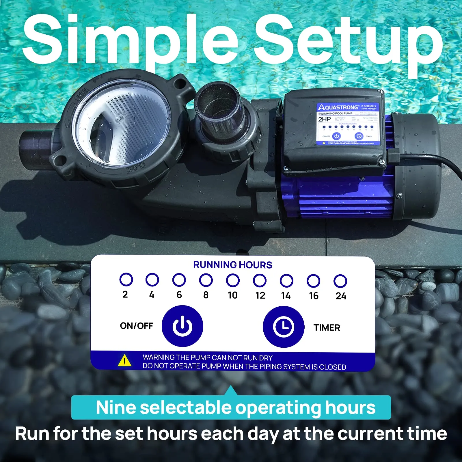 PSP150T 1.5 HP  220V Pool Pump with Timer, 8100 GPH