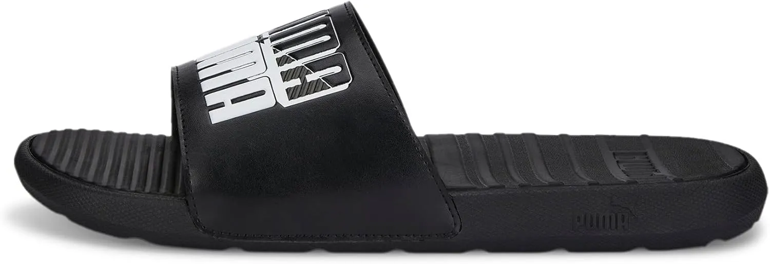 PUMA Men's Cool Cat Slide Sandal, Power Steel Gray-Black-White, 7
