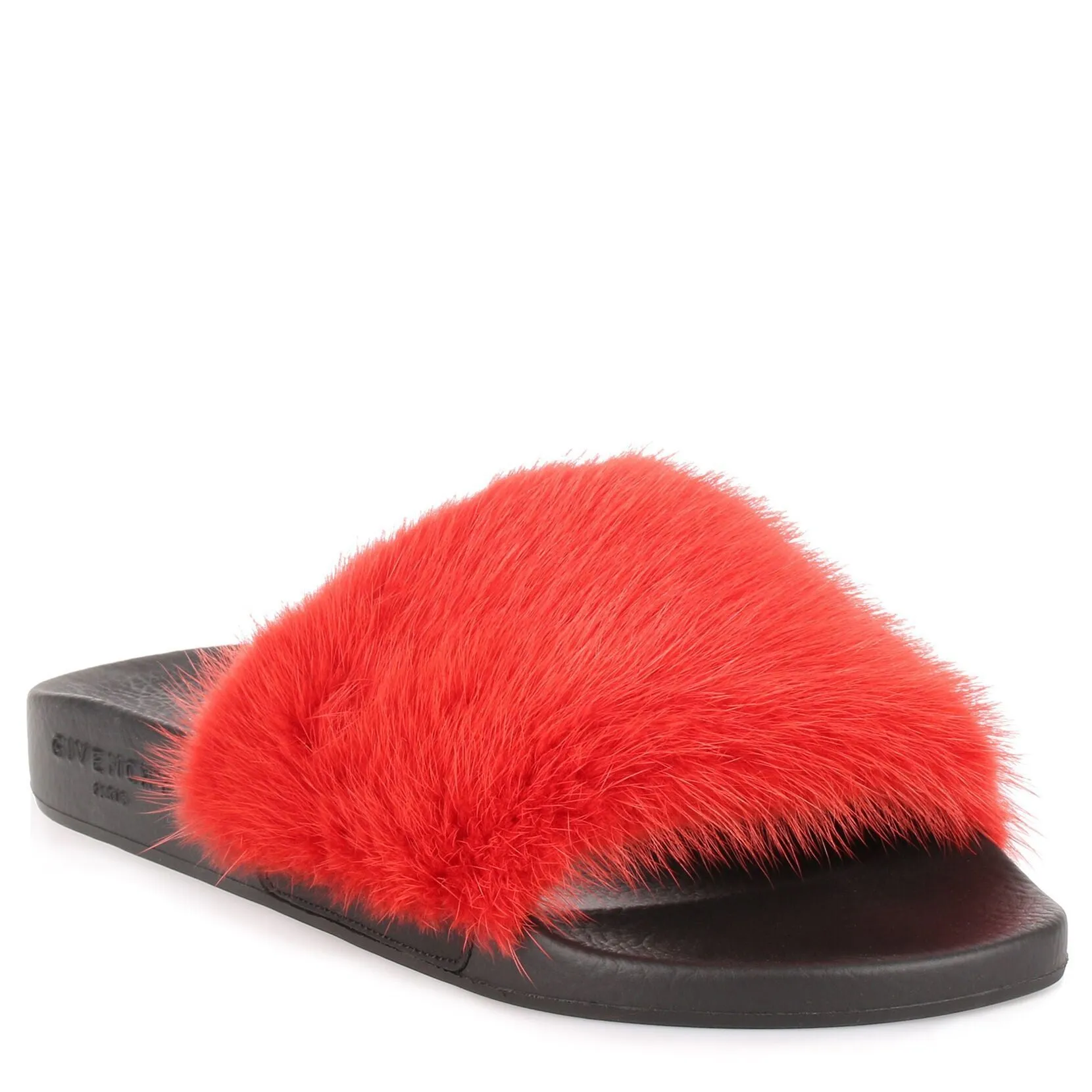 Red mink slide sandal