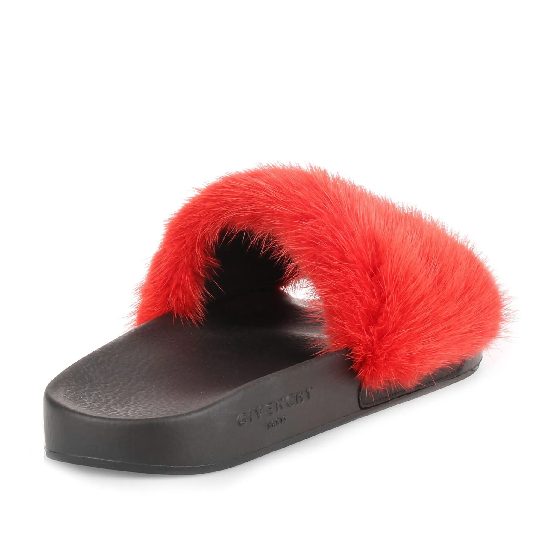 Red mink slide sandal