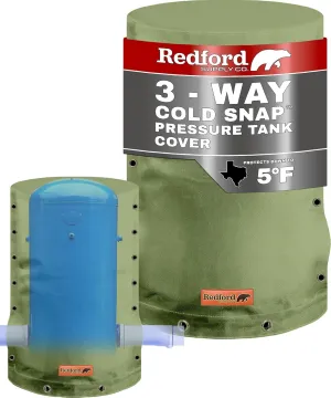 Redford Supply Co. Cold Snap (5°F) Round Pressure Tank Cover Insulation, 3-Way Round, 20"Diameter x 44"H, Water Well Tank Covers Insulated, Well Pump Cover Insulated Freeze Proof, for Winter (Green)