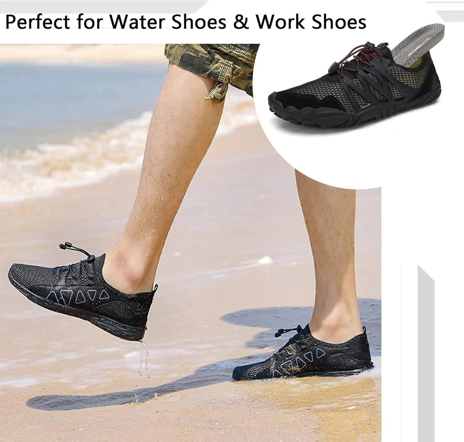 riemot 3 Pairs Shoe Insoles for Men Breathable Honeycomb Water Shoes Inserts Cushioning Shock Absorbing Insole Replacement Insoles for Work Shoes Grey US12/ EU45