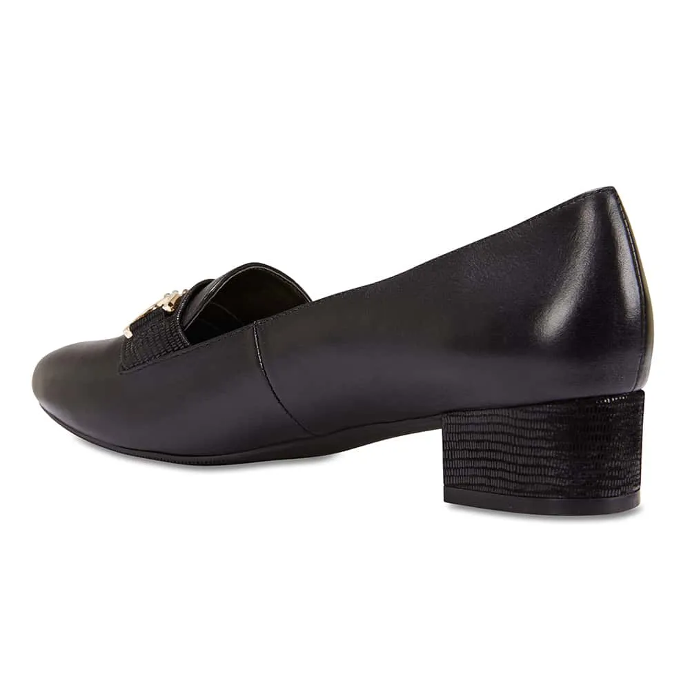 Rosa Heel in Black Leather