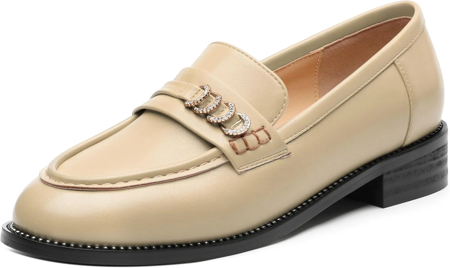 ROSERWISH Loafers for Women Comfort Chunky Low Heel Shoes Casual Slip On Penny Loafers Bussiness Fashion Work Shoes Ladies Dress Shoes