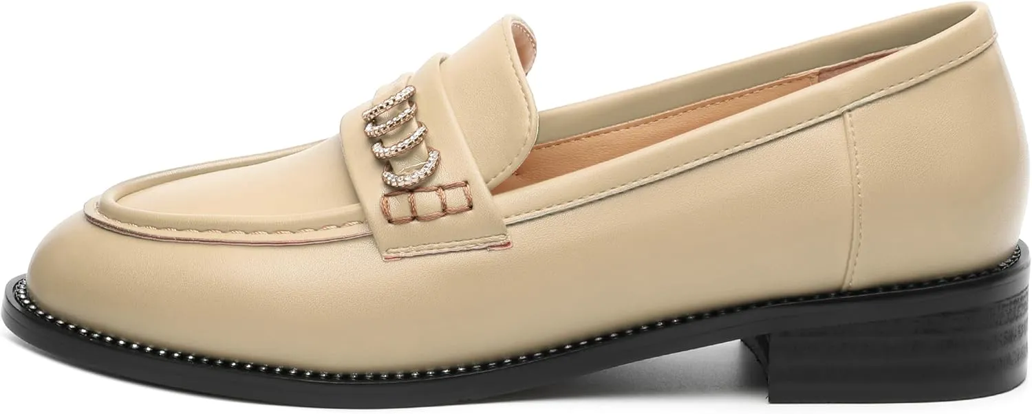 ROSERWISH Loafers for Women Comfort Chunky Low Heel Shoes Casual Slip On Penny Loafers Bussiness Fashion Work Shoes Ladies Dress Shoes