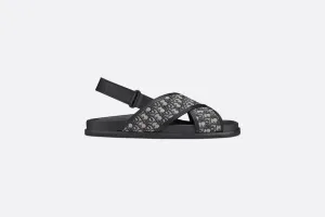 Sandal • Blue Calfskin and Dior Oblique Canvas