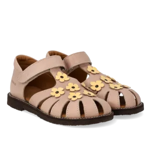 Sandal with floral applications