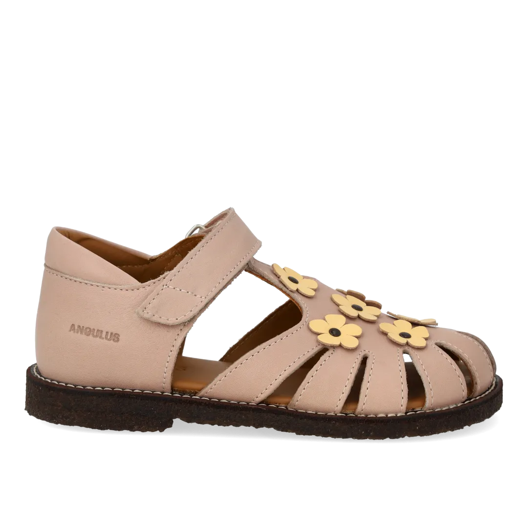 Sandal with floral applications