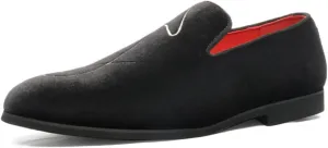 Santimon Men's Loafers Velvet Embroidery Slip on Penny Party Wedding Prom Shoes