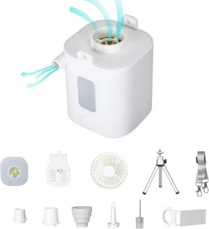 Santu 3.5/60Kpa Mini Air Pump,Mini Vacuum Pump,with 4.5" Fan,Led Light,5 Nozzles,for Air Mattress Beds,Swimming Ring,Soccer,Vacuum Storage Bags,Magnetic Design Rechargeable 2000mAh Travel air Pump
