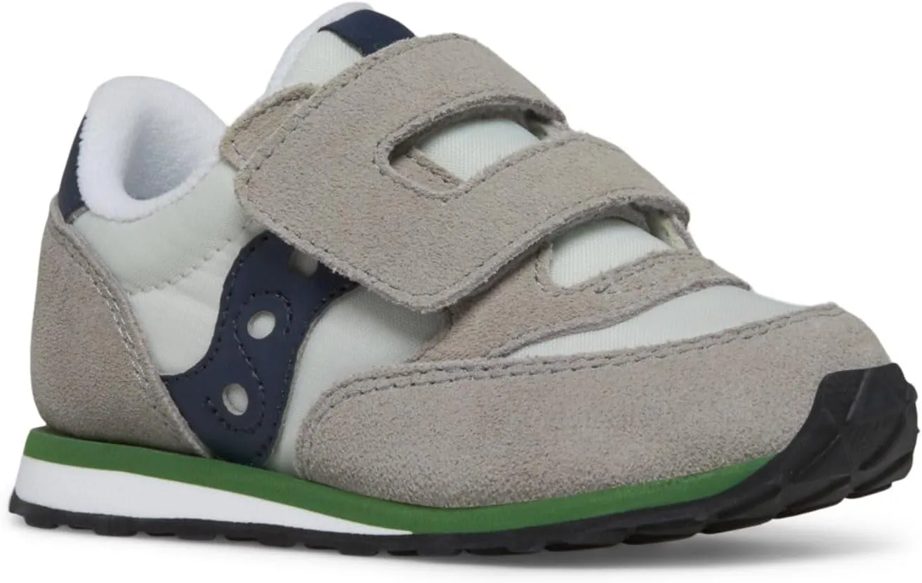 Saucony Jazz Hook & Loop Sneaker (Toddler/Little Kid), Grey/Navy/Green, 5 US Unisex
