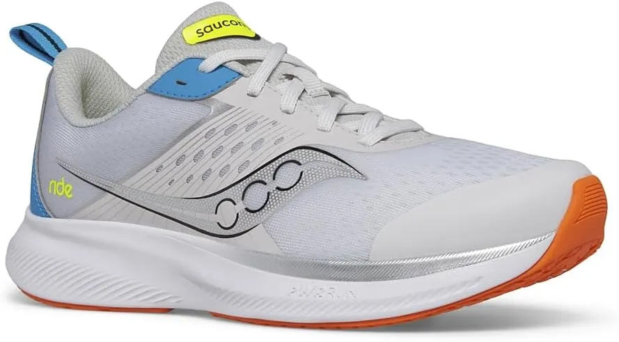 Saucony Ride Kidz Sneaker, Grey/Blue/Citron, 1 US Unisex Big Kid