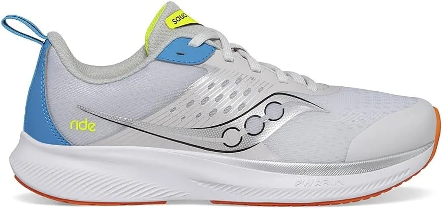 Saucony Ride Kidz Sneaker, Grey/Blue/Citron, 1 US Unisex Big Kid
