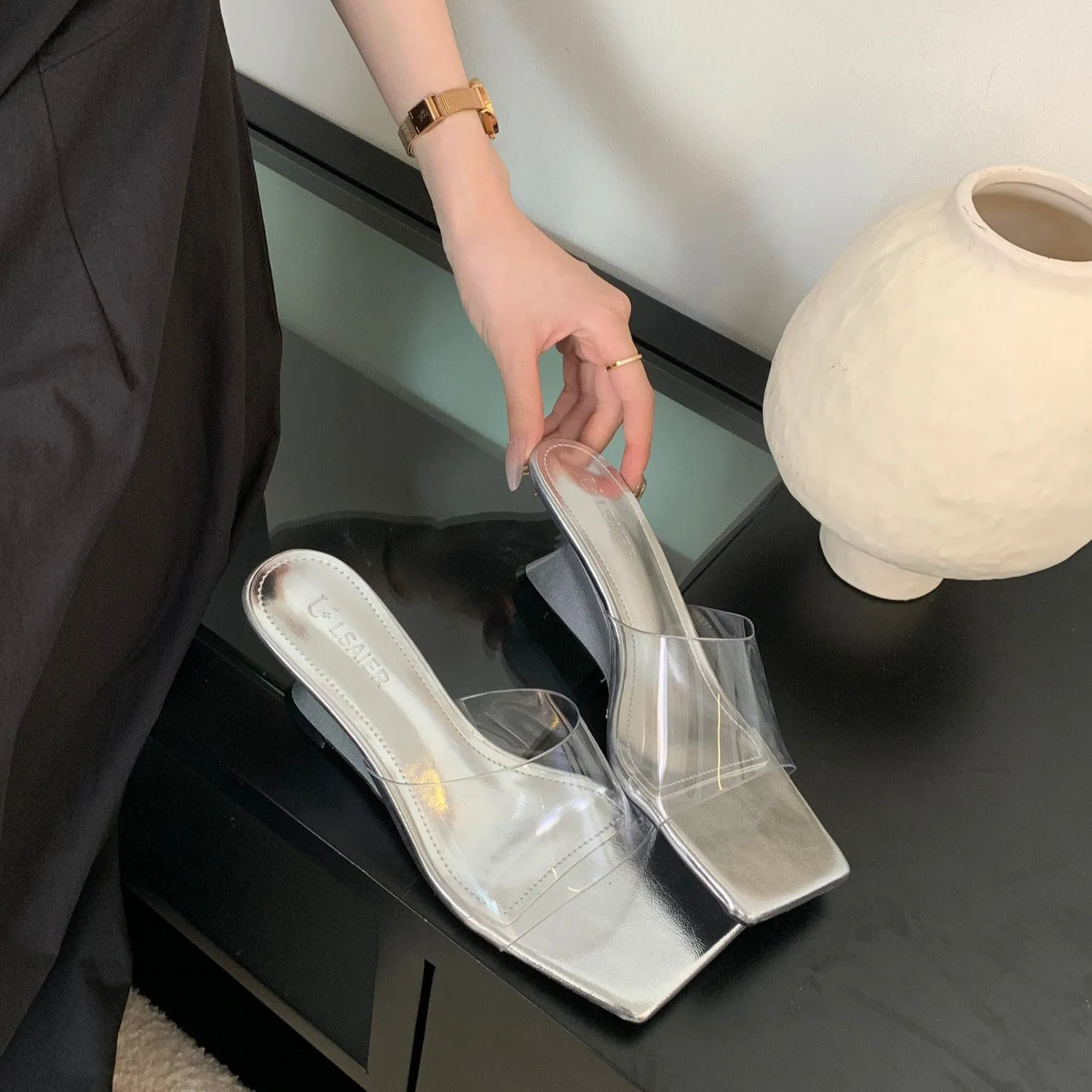 Sculpted Slide Sandals