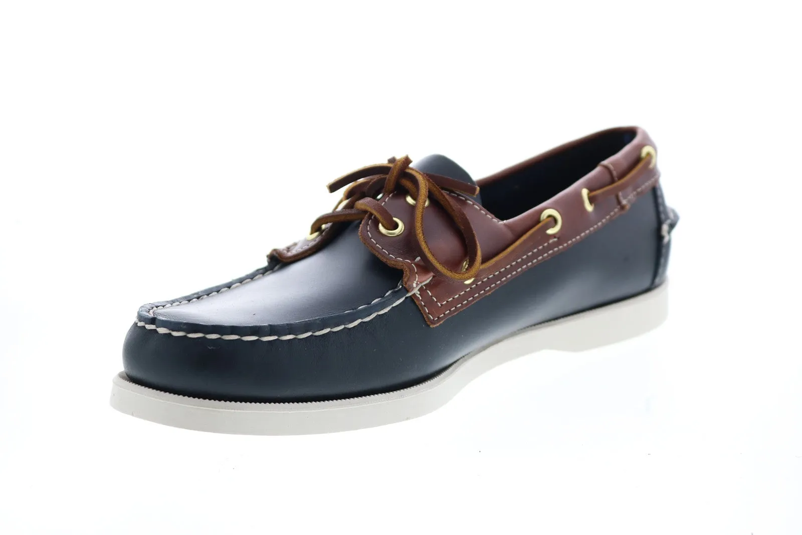 Sebago Portland Waxy 771112W Mens Blue Leather Loafers & Slip Ons Boat Shoes