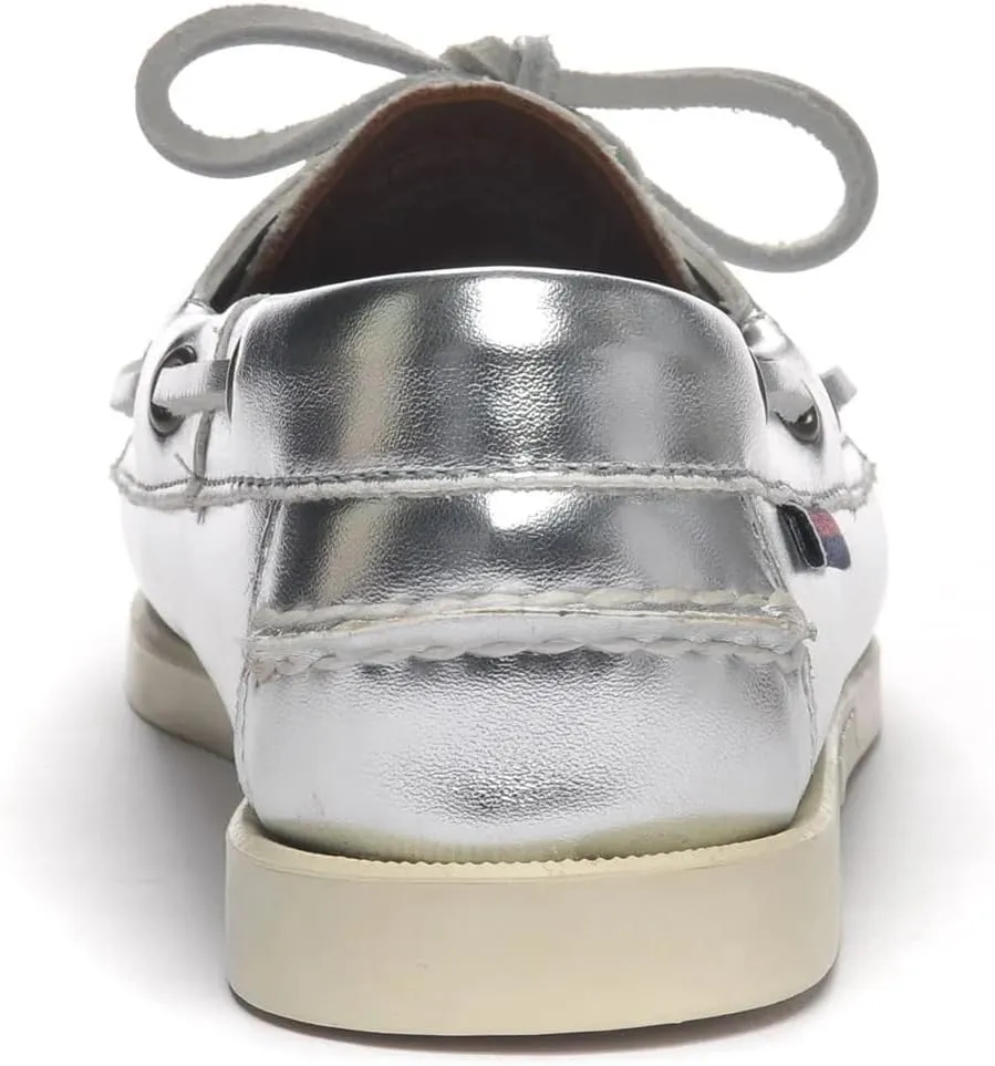 Sebago Women's Docksides Portland Met Boat Shoe – Handsewn Leather Moccasin with Non-Marking Rubber Sole