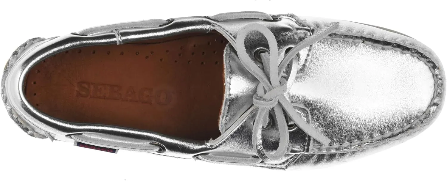 Sebago Women's Docksides Portland Met Boat Shoe – Handsewn Leather Moccasin with Non-Marking Rubber Sole