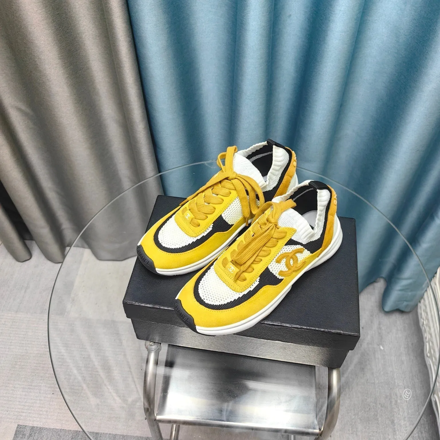 Sneaker Yellow Suede And Mesh White Special members discount CHANEL Fabric Polyester Referral discount