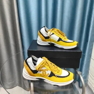 Sneaker Yellow Suede And Mesh White Special members discount CHANEL Fabric Polyester Referral discount