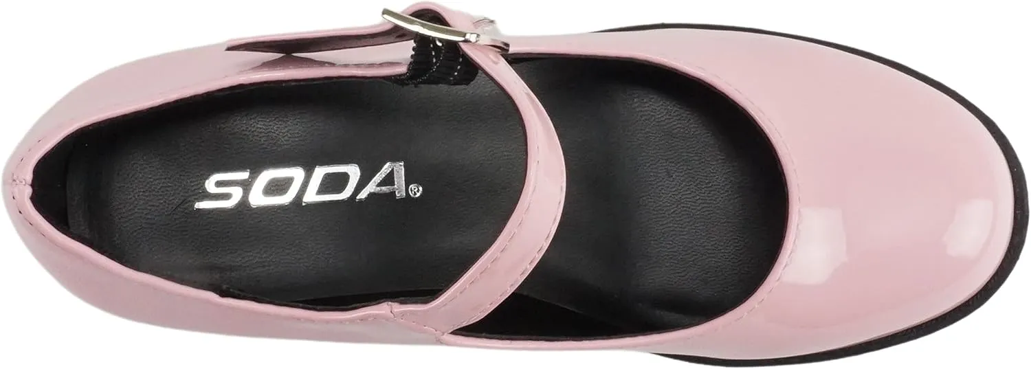 Soda Boxer-2 Kids/Children/Girls Fashion Mary Jane Style Rounded Chunky Block Lug Sole Heel with Adjustable Strap