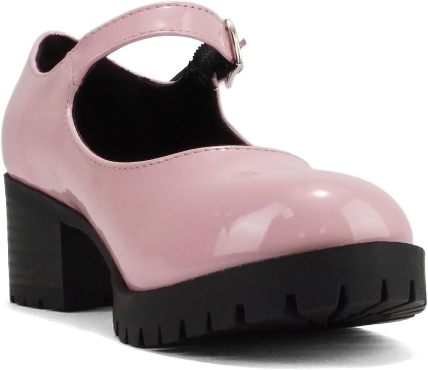 Soda Boxer-2 Kids/Children/Girls Fashion Mary Jane Style Rounded Chunky Block Lug Sole Heel with Adjustable Strap