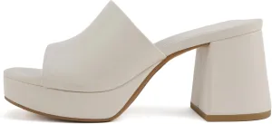 Soda “Zafer” ~ Women Square Toe Single Band Upper Medium Heel Platform Slide Sandal