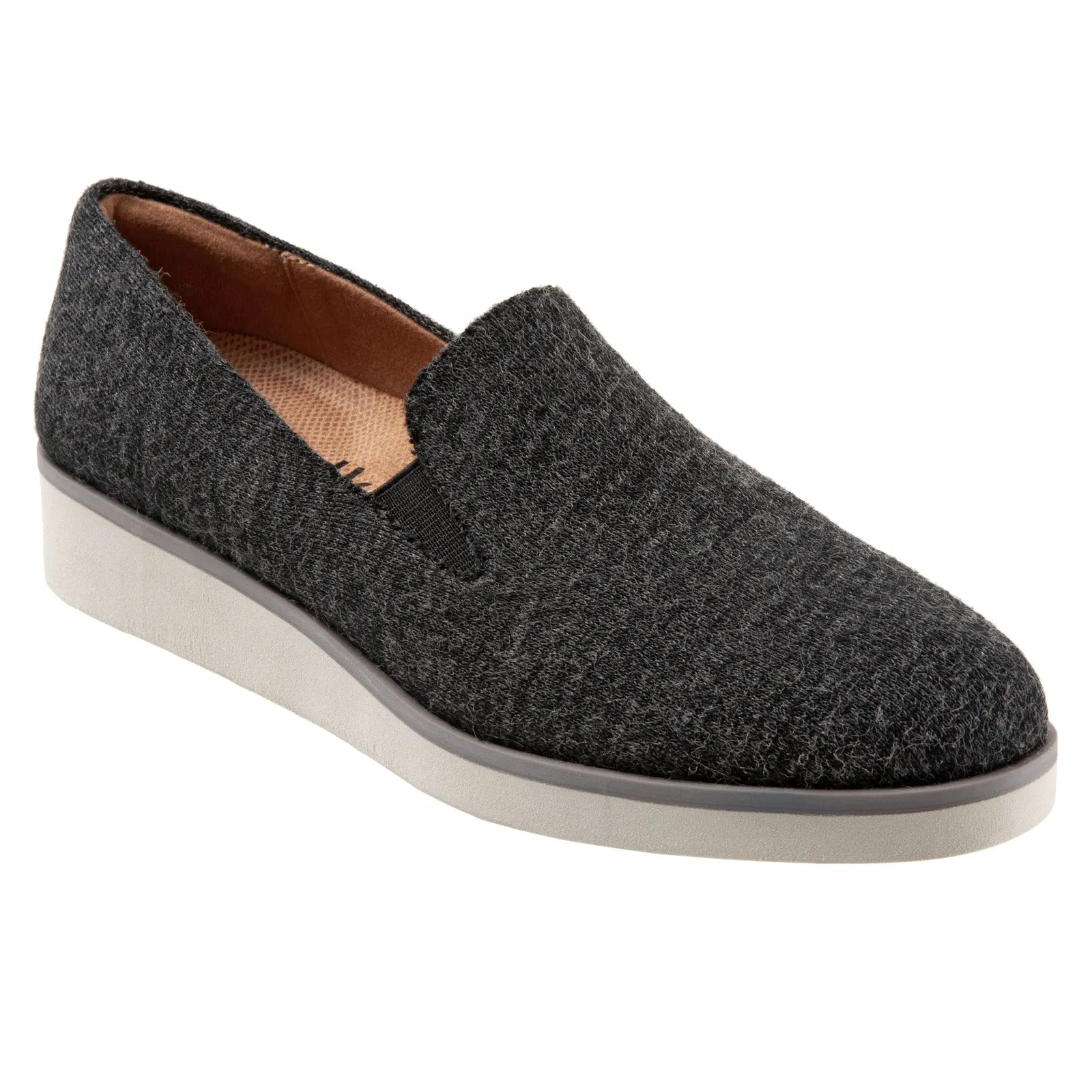 Softwalk Whistle S1810-058 Womens Gray Canvas Slip On Loafer Flats Shoes