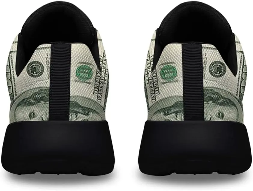 Sonzj-II Money Pattern Fashion Ultra Lightweight Running Sneakers Men Women 100 Dollar Bill Print Walking Tennis Shoes