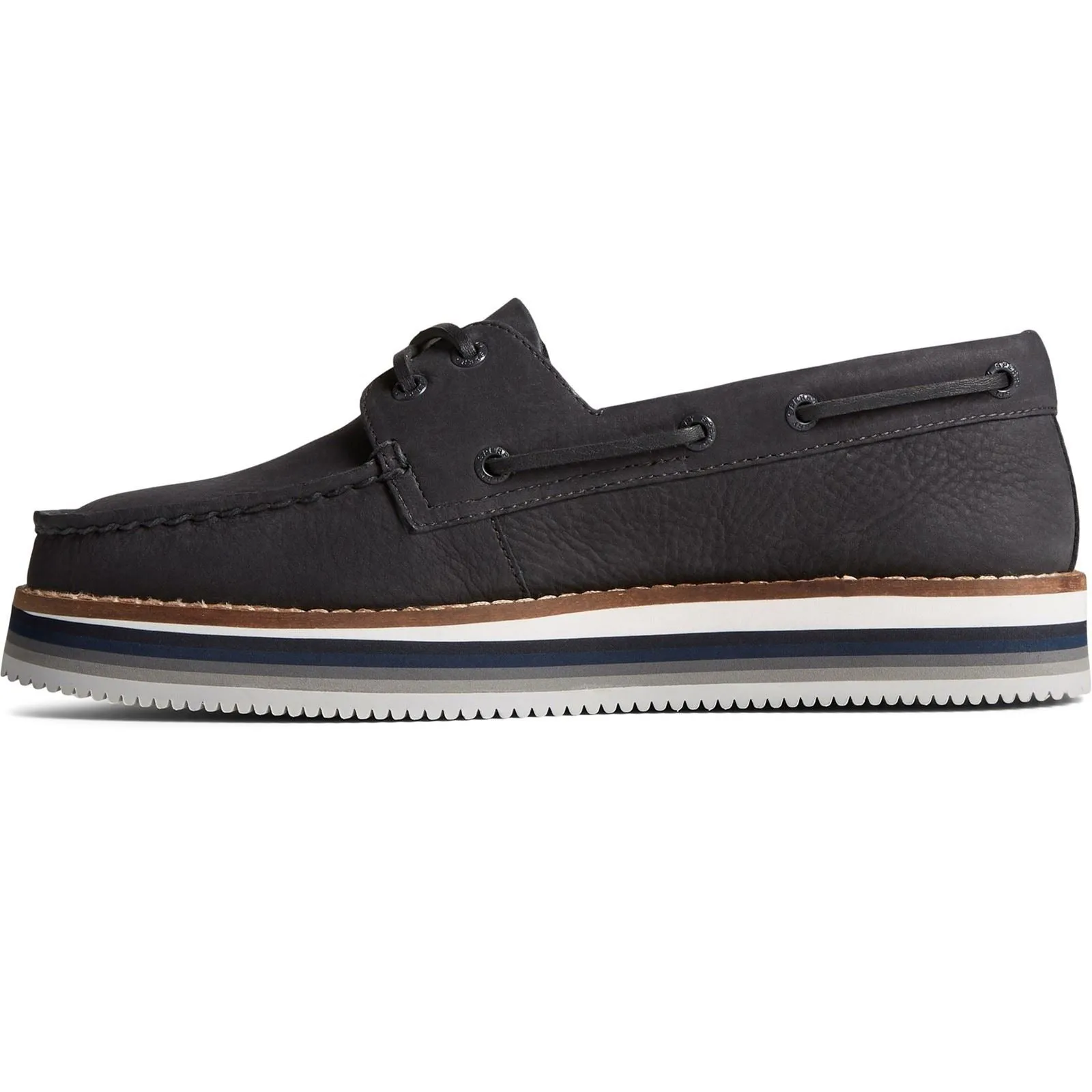Sperry Women's Authentic Original Stacked Boat Shoe in Black