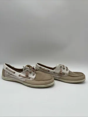 Sperry Women's Songfish Boat Shoes White/Tan Size 11 - Very Good