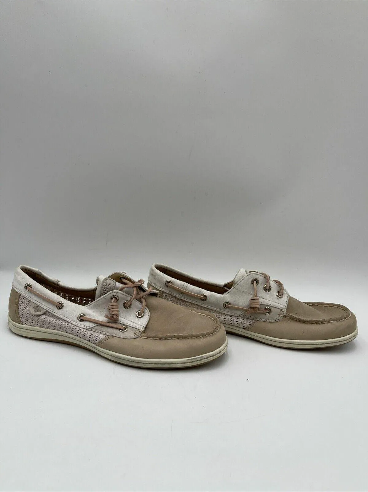 Sperry Women's Songfish Boat Shoes White/Tan Size 11 - Very Good