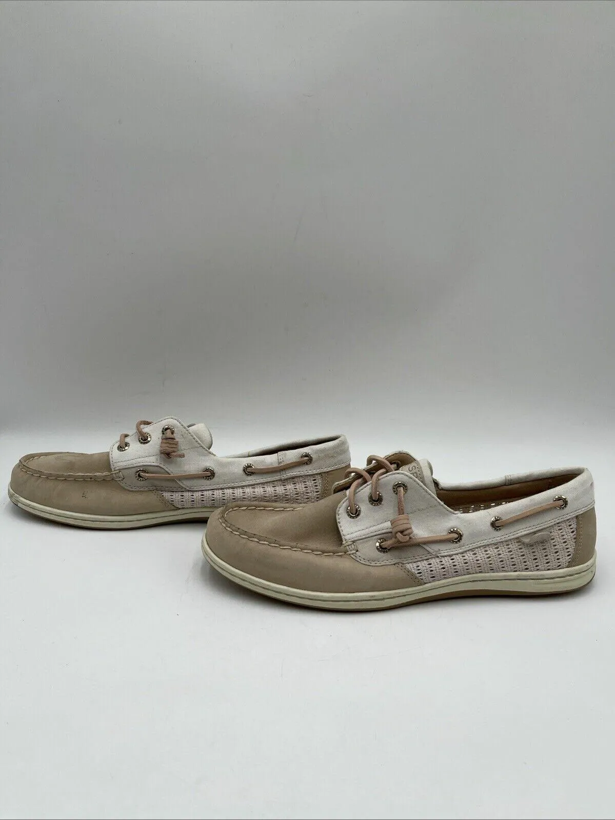 Sperry Women's Songfish Boat Shoes White/Tan Size 11 - Very Good