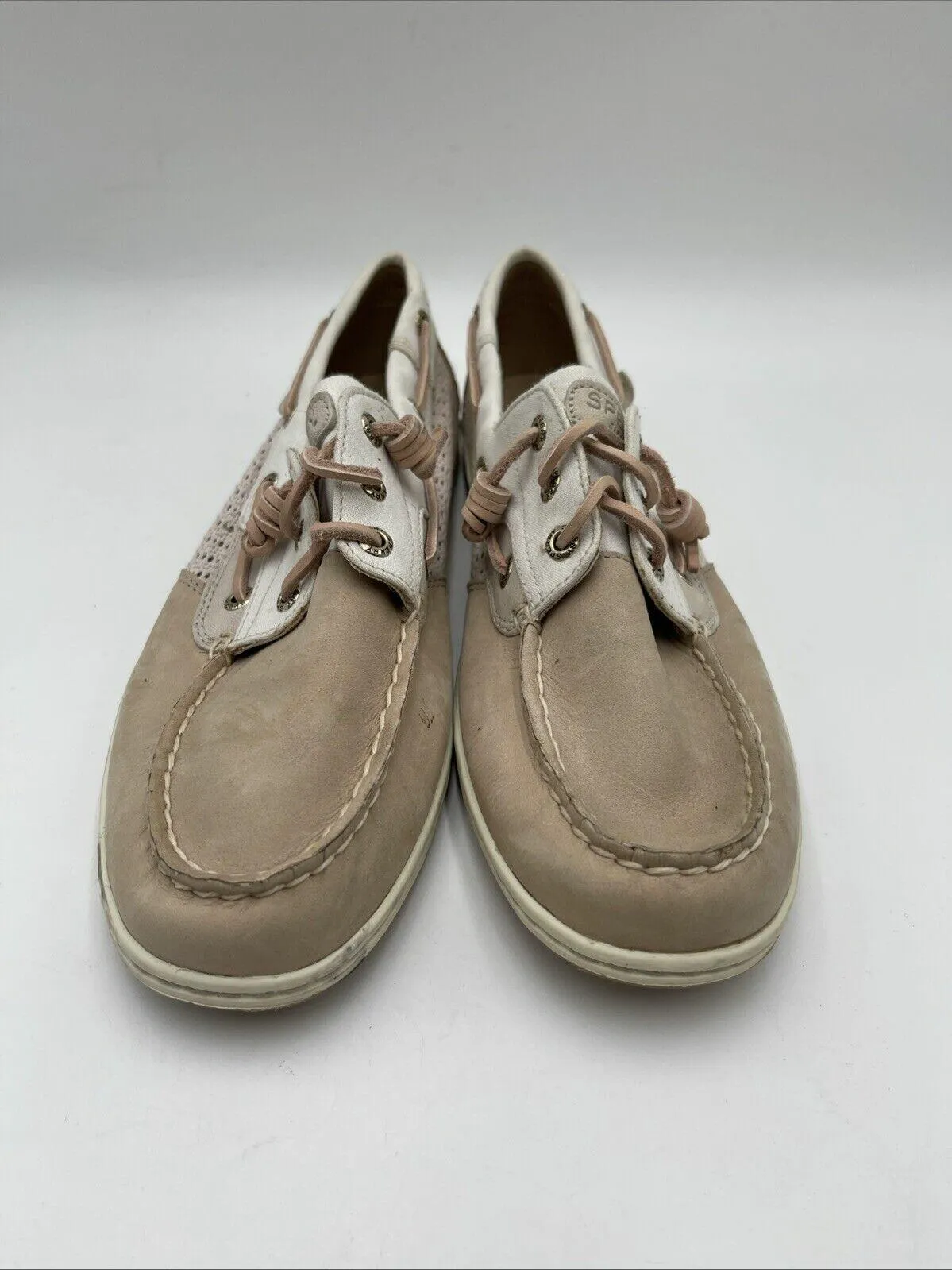 Sperry Women's Songfish Boat Shoes White/Tan Size 11 - Very Good