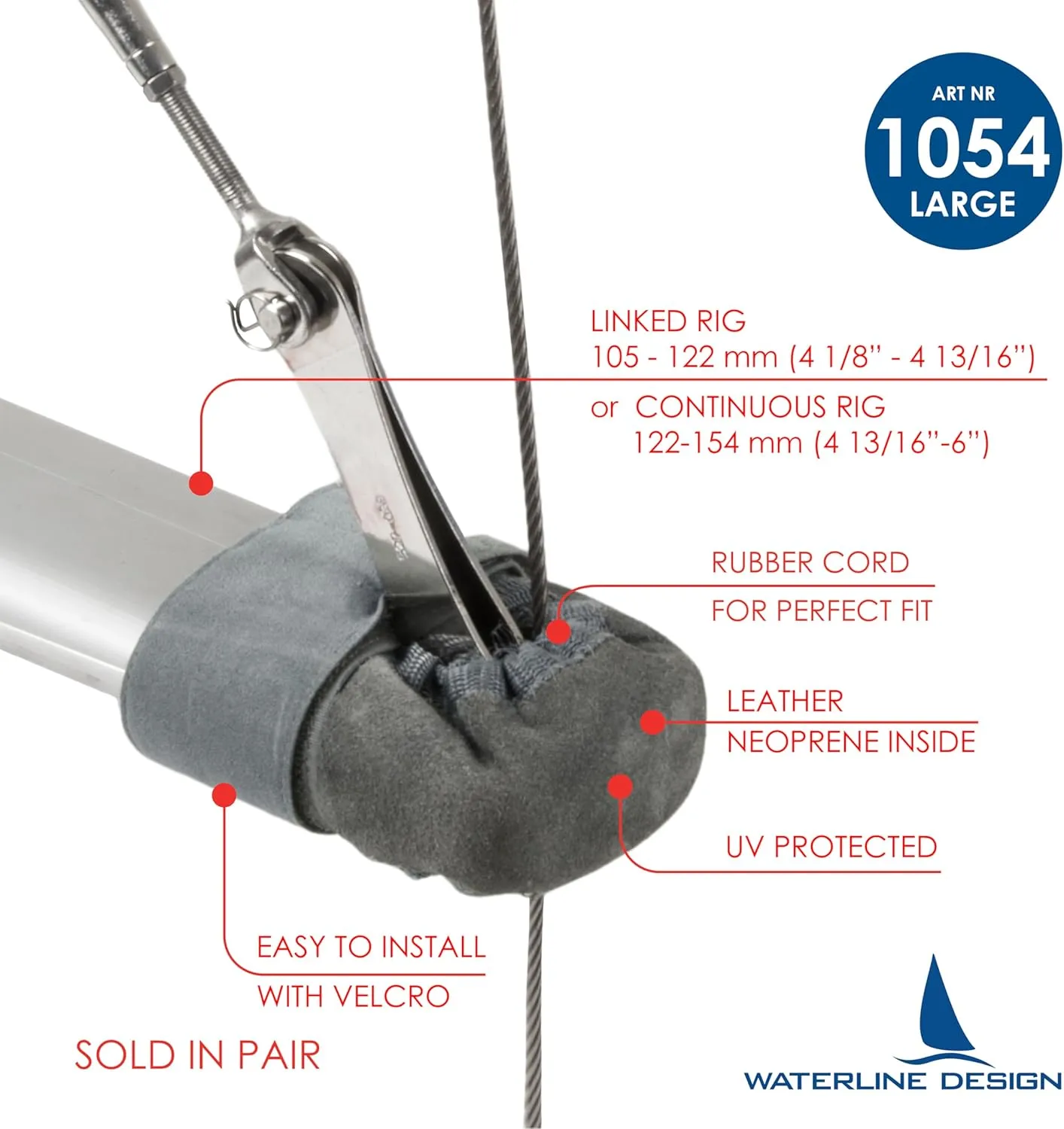 Spreader Boot in Leather for Sailboats | UV Protected Leather Spreader Boot with Velcro Hook and Loop Fastener | Rapid & Easy to Set up