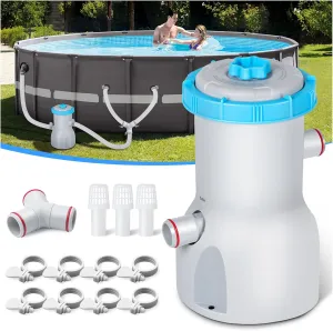 Standard Series Above Ground Pool Filter Pump - 800 GPH Flow Rate | Rapid Circulation & Micro-Debris Filtration, Pool Cartridge Filter Pump System - Keep Water Crystal Clean & Clear - Blue