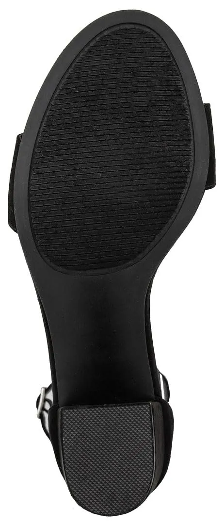 Sugar Women's Machelene Two Piece Block Heel Dress Shoe Ladies Ankle Strap Pump Sandal Black Micro 8.5