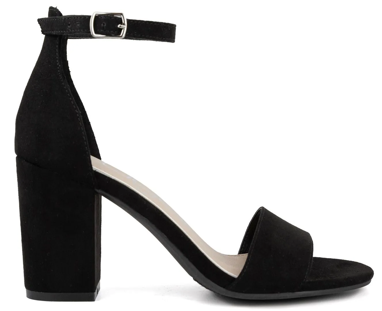 Sugar Women's Machelene Two Piece Block Heel Dress Shoe Ladies Ankle Strap Pump Sandal Black Micro 8.5