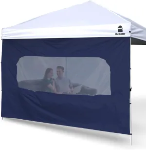 Sunshade Sidewall with Mesh Window for 10x10 Pop Up Canopy - Straight Leg, Outdoor Instant Canopy Sidewalls, 1 Pack (10 x 10, Navy with Silver Coating)