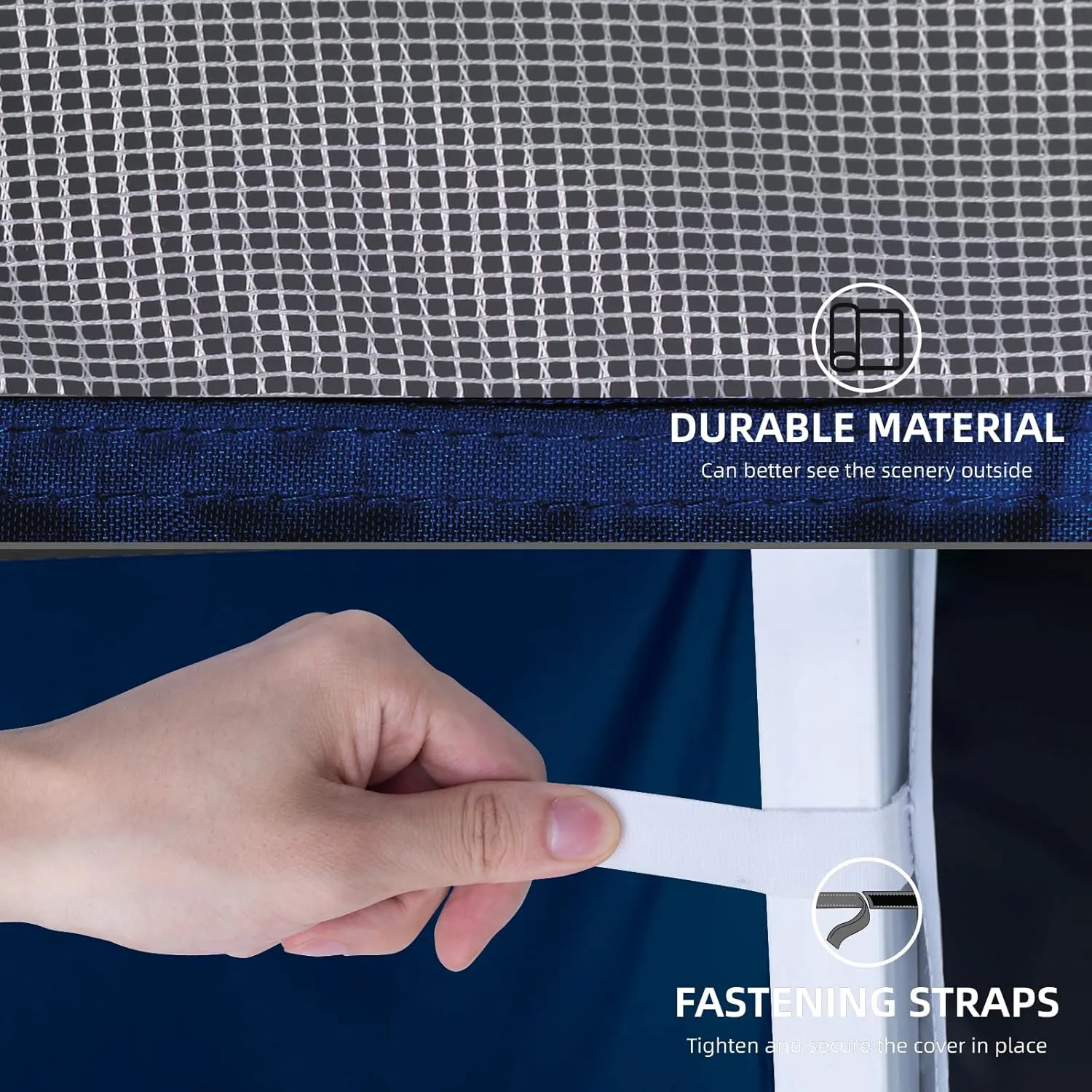 Sunshade Sidewall with Mesh Window for 10x10 Pop Up Canopy - Straight Leg, Outdoor Instant Canopy Sidewalls, 1 Pack (10 x 10, Navy with Silver Coating)